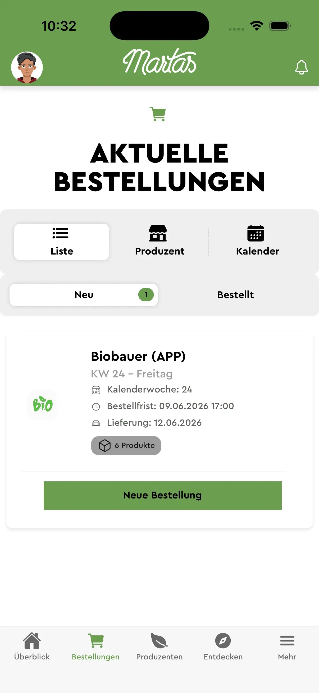 Aktuelle Bestellungen