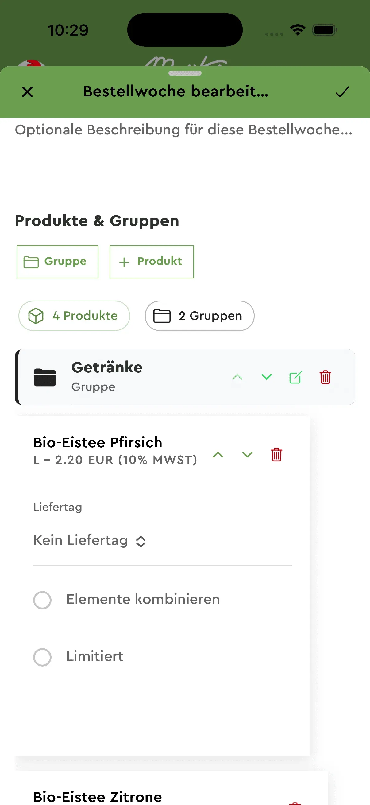 Bestellwoche verwalten